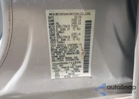 2006 Nissan Armada Le from USA, damaged, VIN 5N1AA08B96N711906